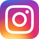 The instagram icon, which consists of a cartoonish white outline of a camera on a rainbow background