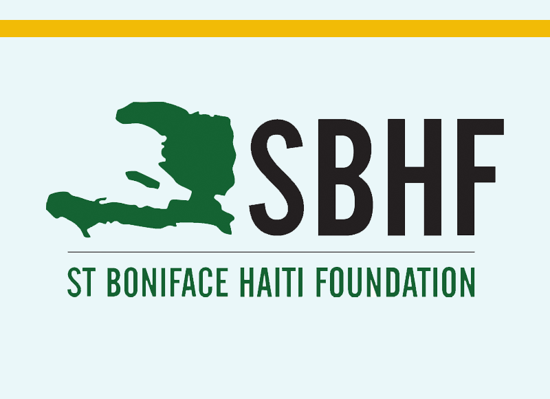 The Saint Boniface Haiti Foundation logo with a yellow line above it indicating the passage of time